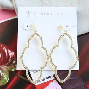 💕 Kendra Scott Abbie White Crystal Earrings Gold
